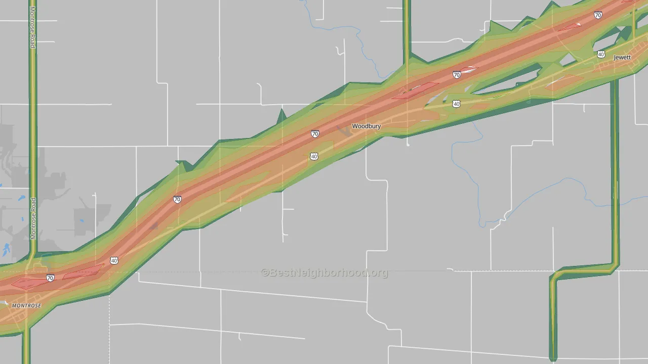 Woodbury, IL Map of Noise Levels in Woodbury