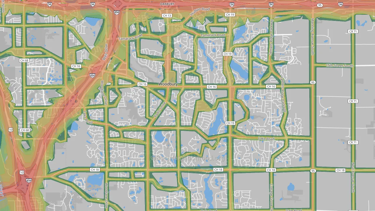 Woodbury, MN Map of Noise Levels in Woodbury