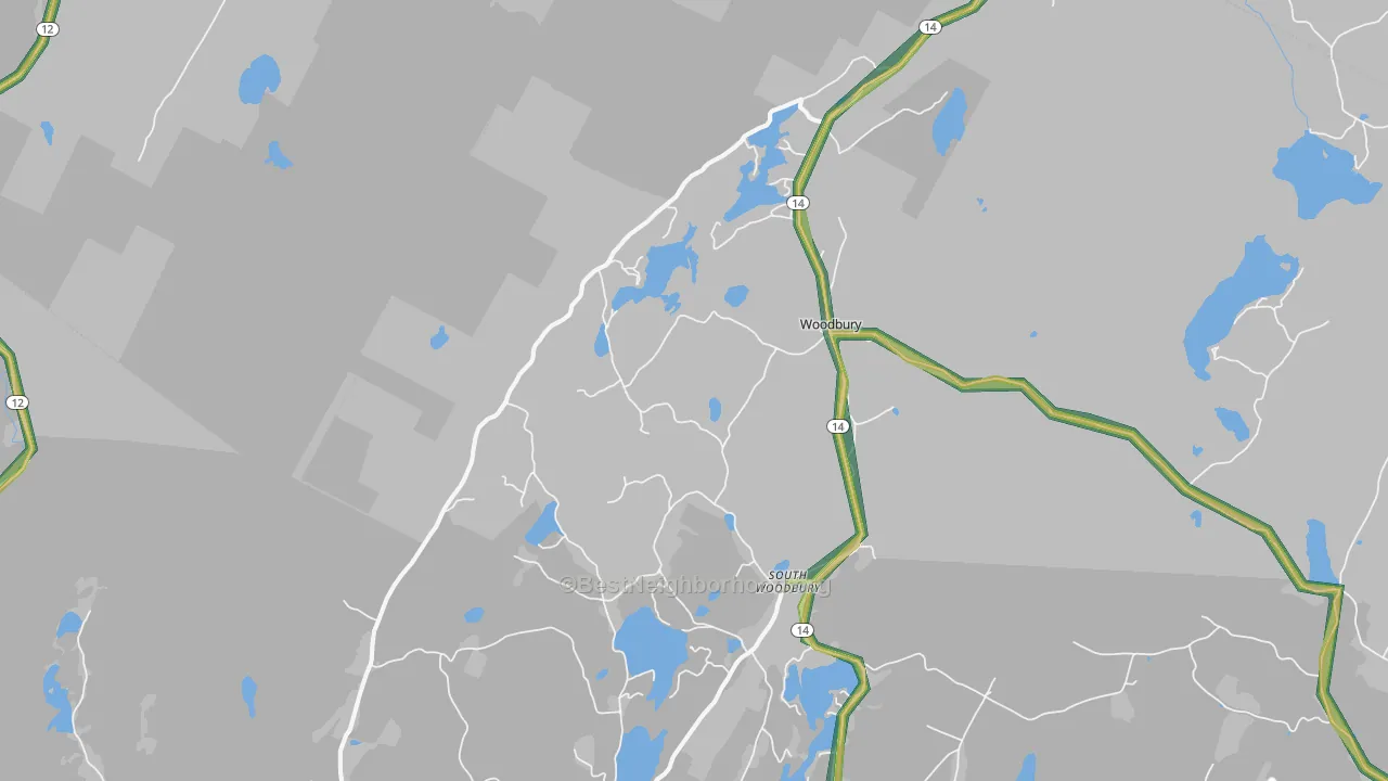 Woodbury, VT Map of Noise Levels in Woodbury