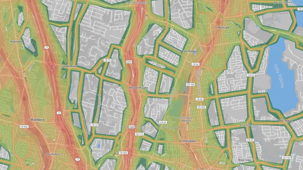 Woodcliff Lake, NJ Map of Noise Levels in Woodcliff Lake