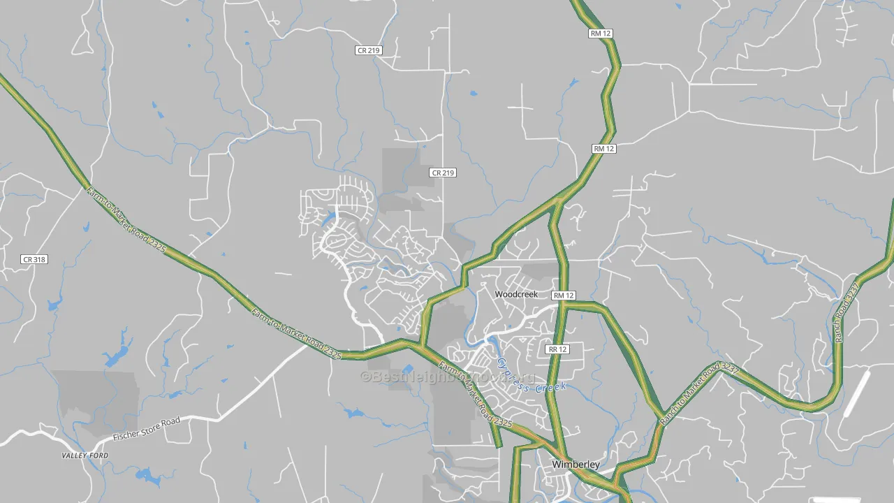 Woodcreek, TX Map of Noise Levels in Woodcreek