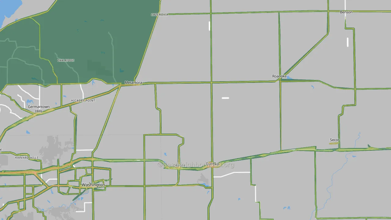 Woodford County, IL Map of Noise Levels in Woodford County
