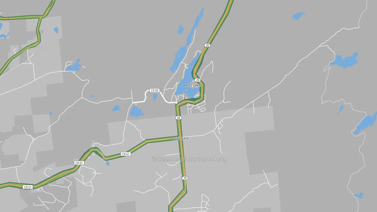 Woodgate, NY Map of Noise Levels in Woodgate