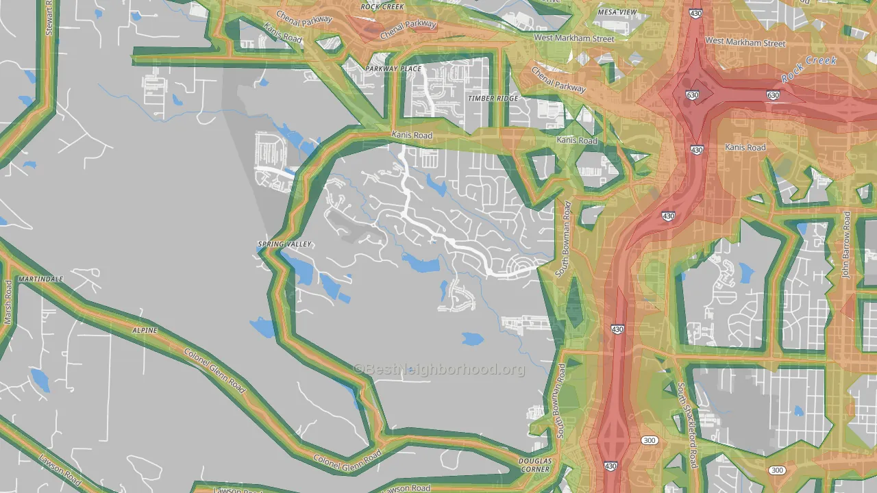 Woodland Edge, Little Rock, AR Map of Noise Levels in Woodland Edge