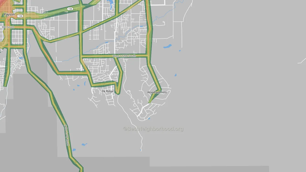Woodland Hills, UT Map of Noise Levels in Woodland Hills