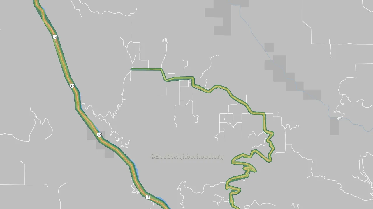 Woodland, ID Map of Noise Levels in Woodland