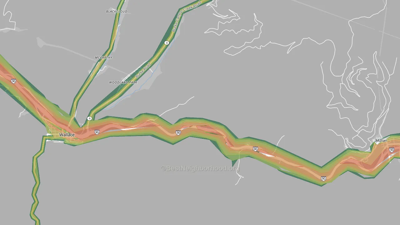 Woodland Park, ID Map of Noise Levels in Woodland Park