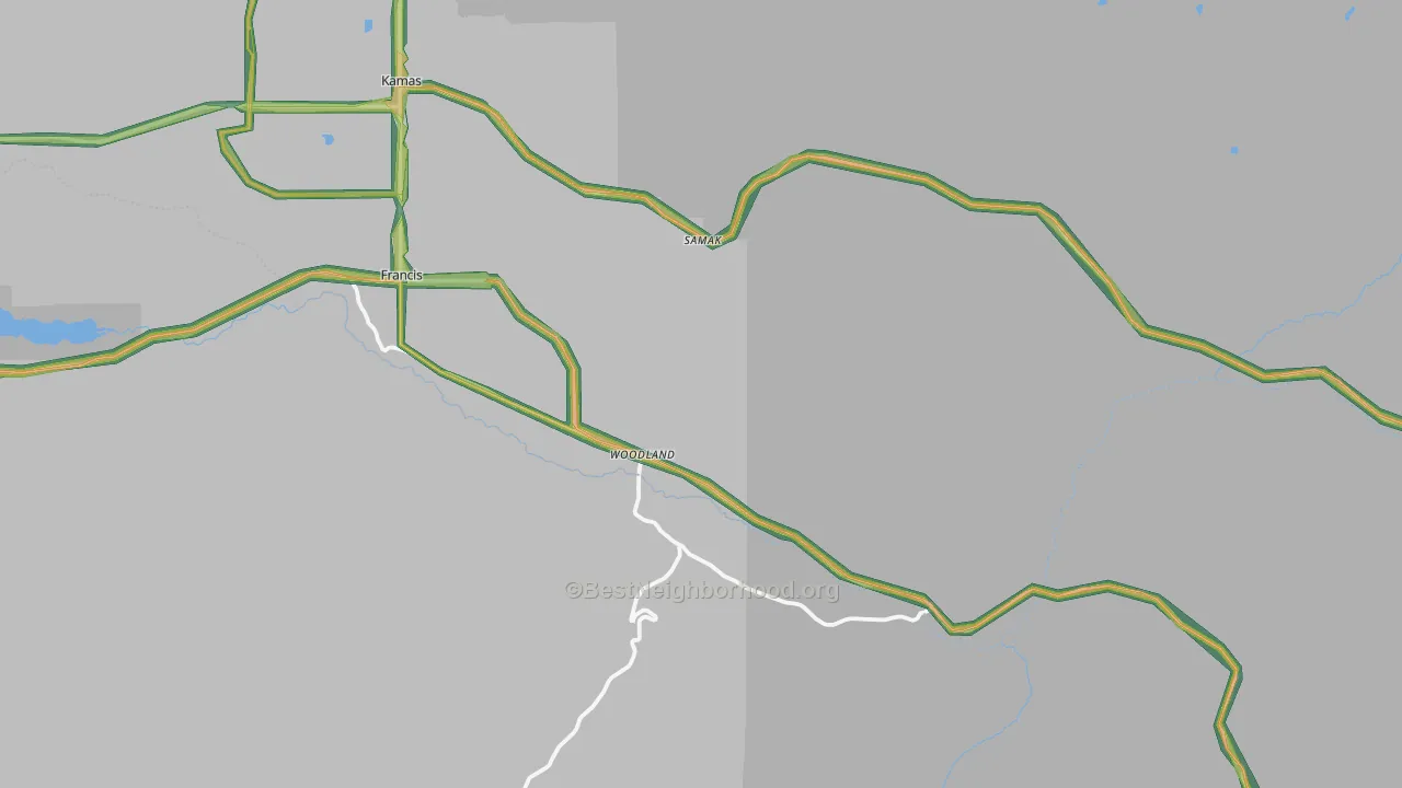 Woodland, UT Map of Noise Levels in Woodland