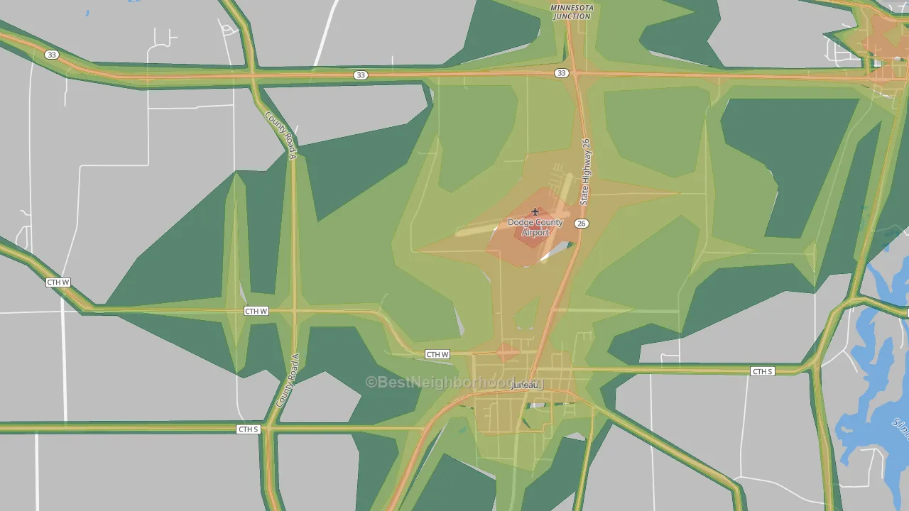 Woodland, WI Map of Noise Levels in Woodland