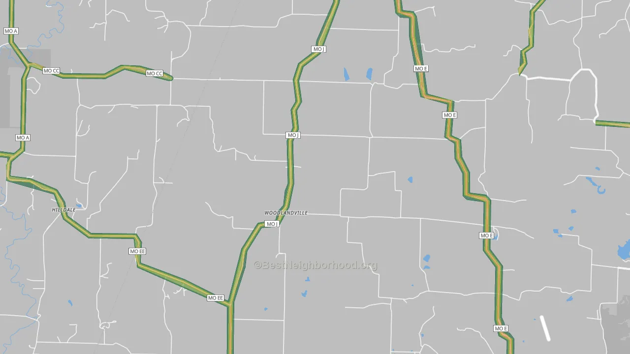 Woodlandville, MO Map of Noise Levels in Woodlandville