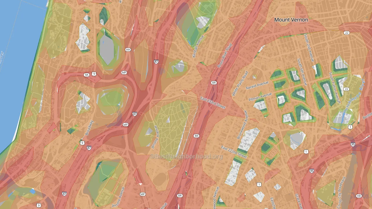 Woodlawn, Bronx, NY Map of Noise Levels in Woodlawn