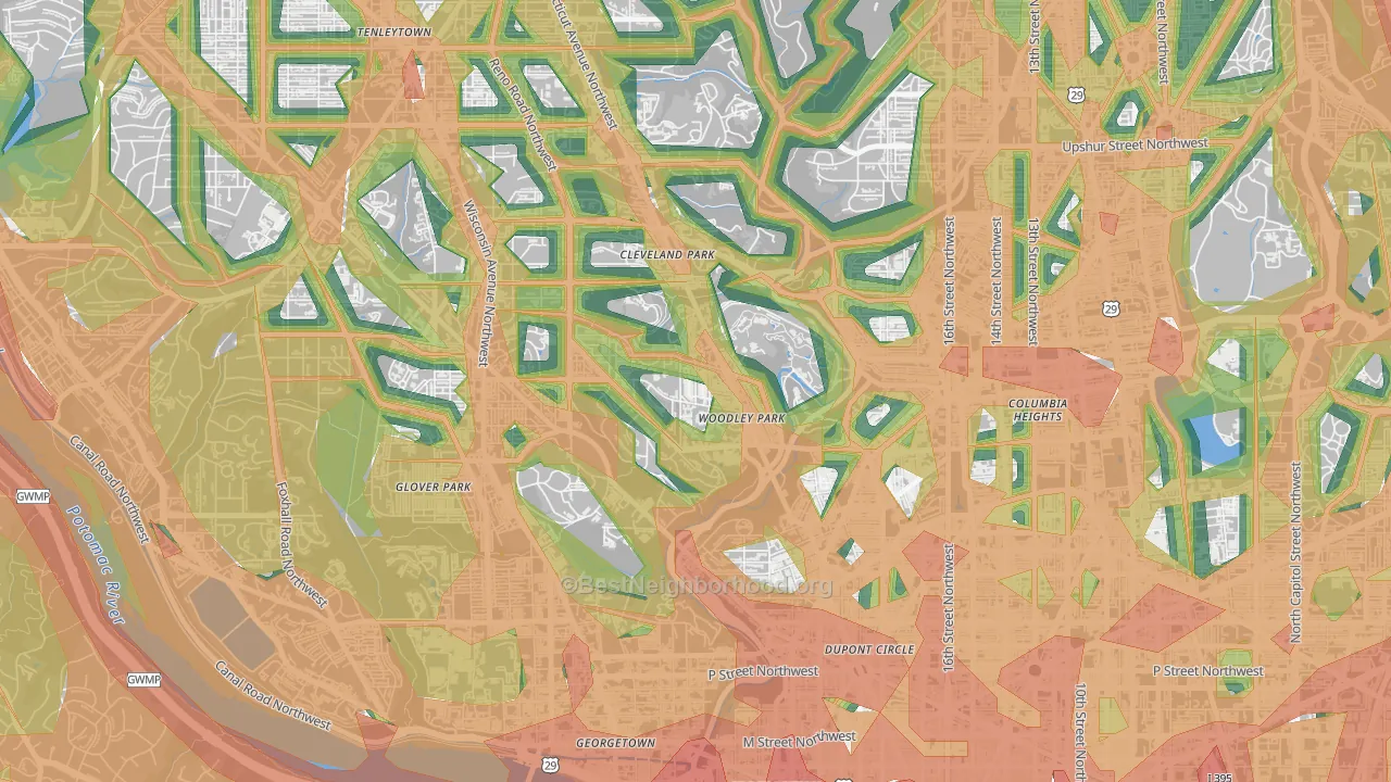 Woodley Park, Washington, DC Map of Noise Levels in Woodley Park