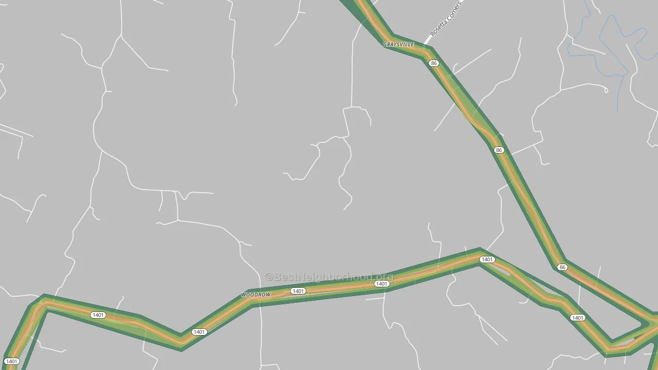 Woodrow, KY Map of Noise Levels in Woodrow
