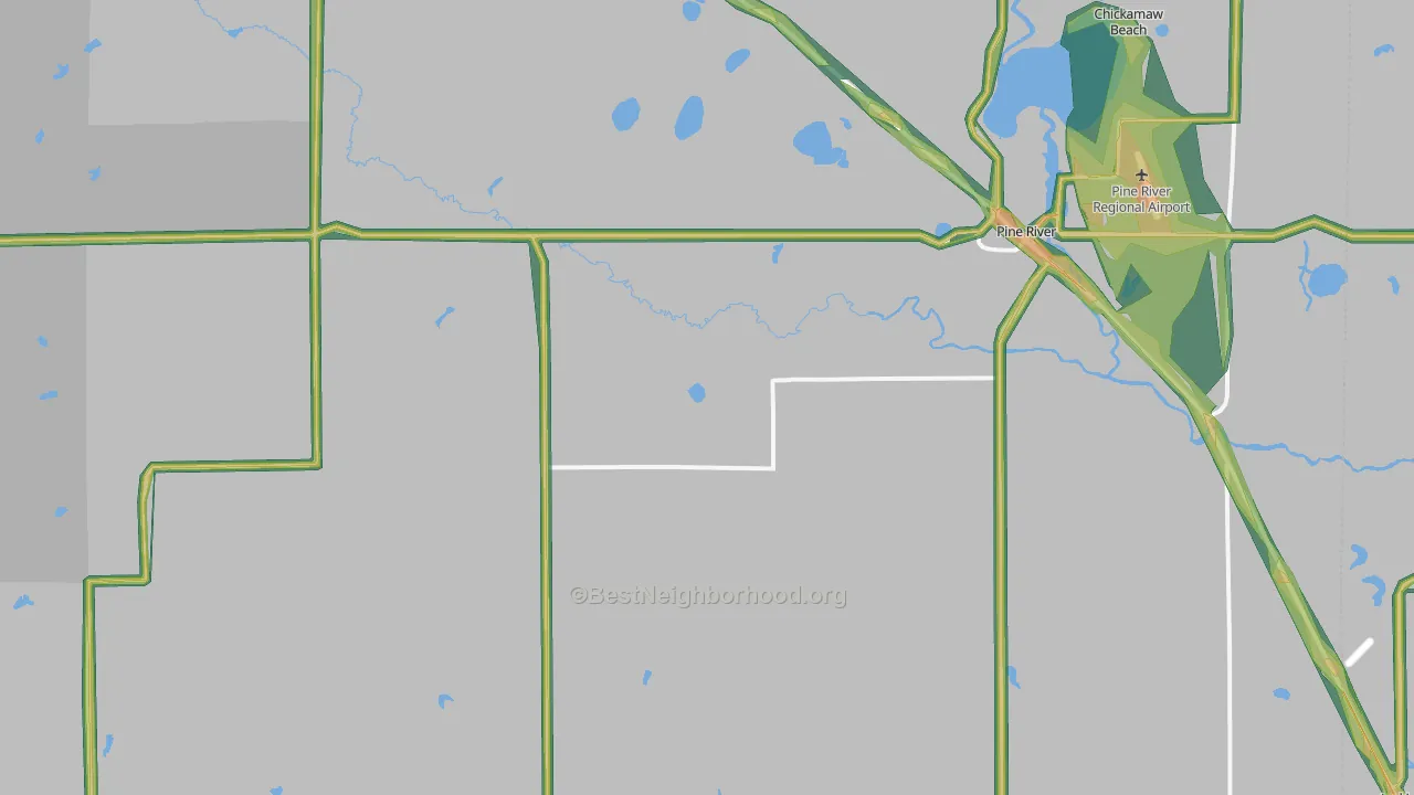 Woodrow, MN Map of Noise Levels in Woodrow