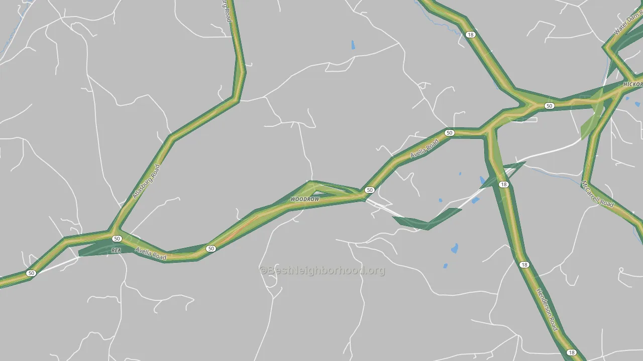 Woodrow, PA Map of Noise Levels in Woodrow
