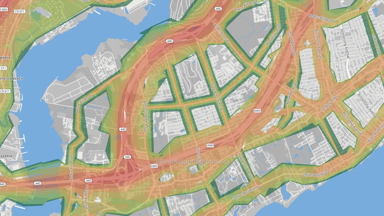 Woodrow, Staten Island, NY Map of Noise Levels in Woodrow