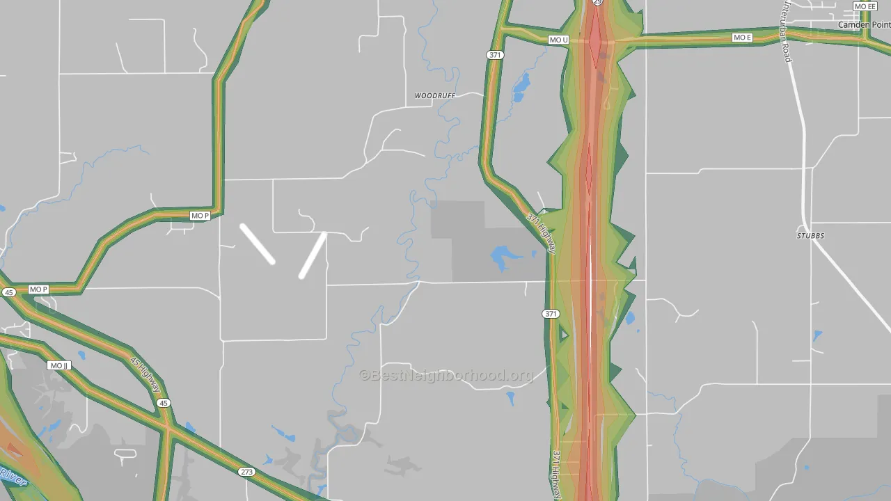 Woodruff, MO Map of Noise Levels in Woodruff
