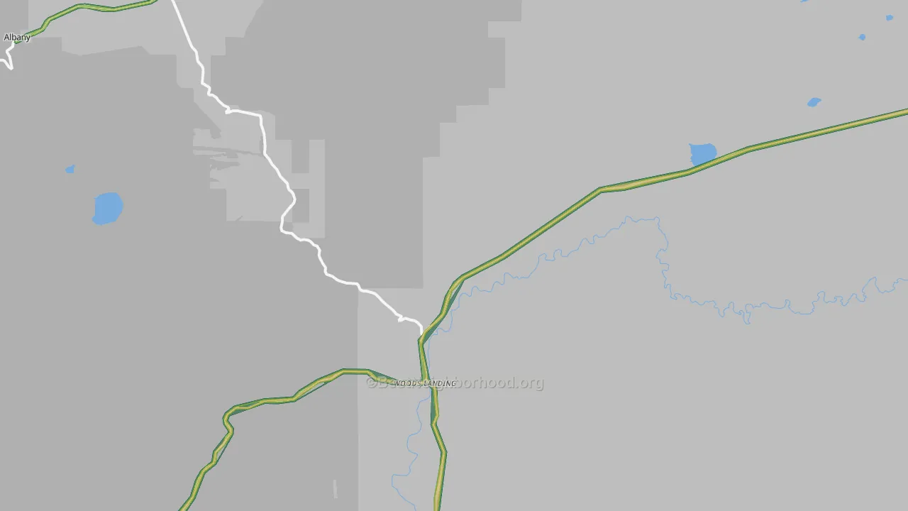 Woods Landing, WY Map of Noise Levels in Woods Landing