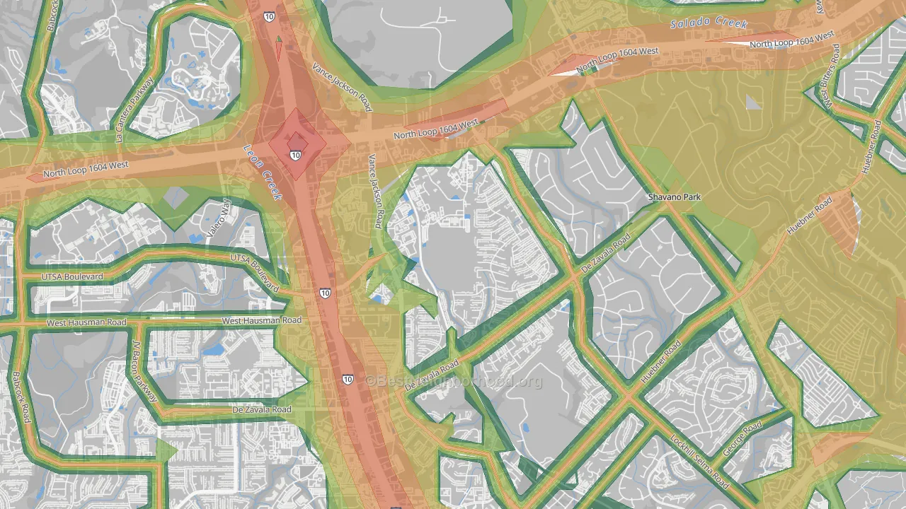 Woods of Shavano, San Antonio, TX Map of Noise Levels in Woods of Shavano
