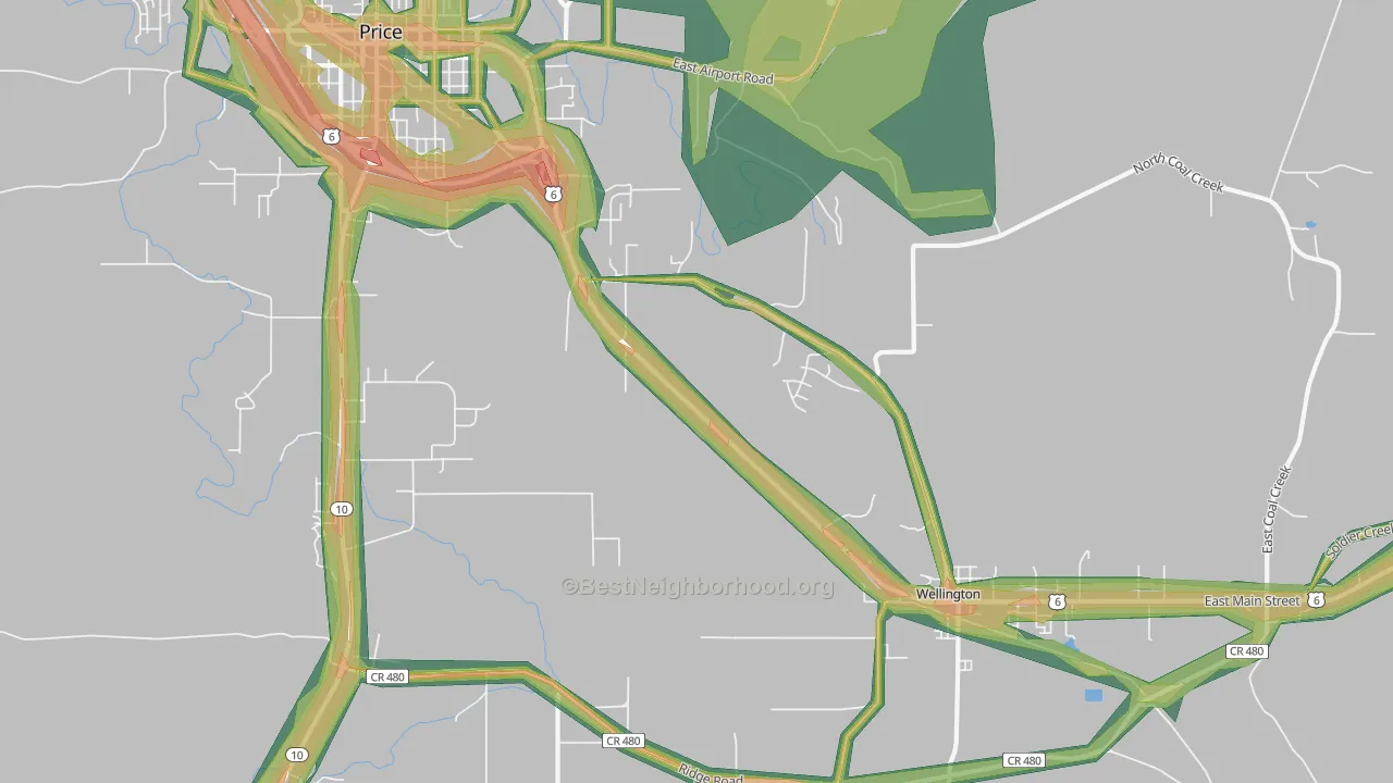 Woodside, UT Map of Noise Levels in Woodside