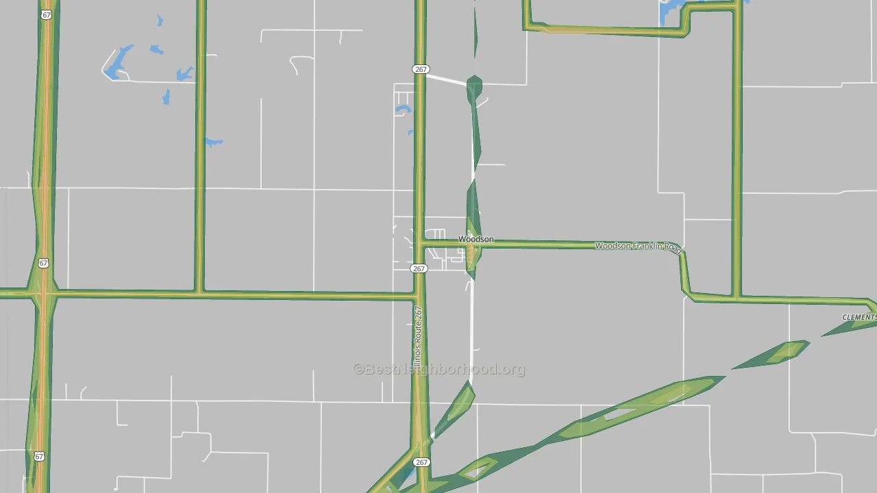 Woodson, IL Map of Noise Levels in Woodson