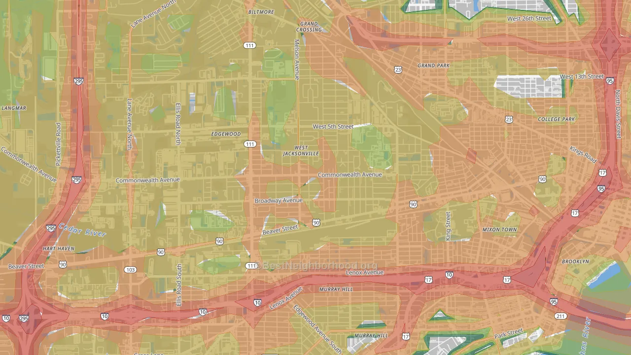 Woodstock, Jacksonville, FL Map of Noise Levels in Woodstock