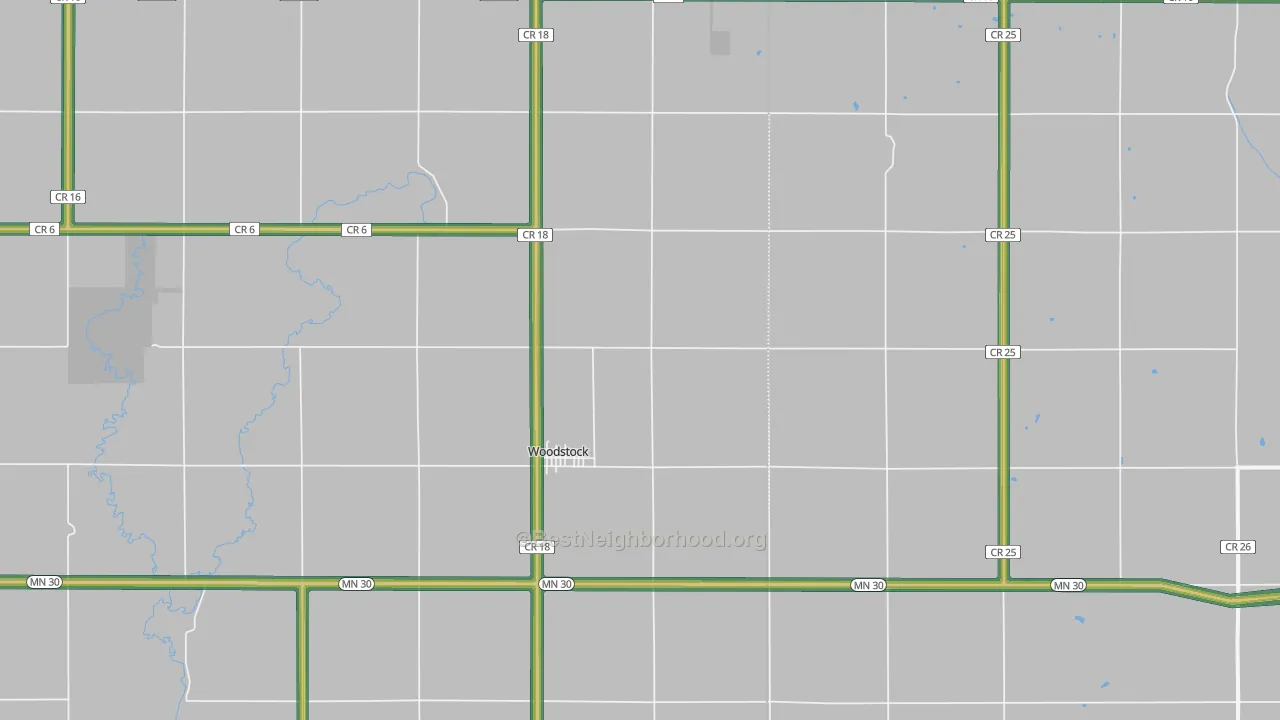 Woodstock, MN Map of Noise Levels in Woodstock
