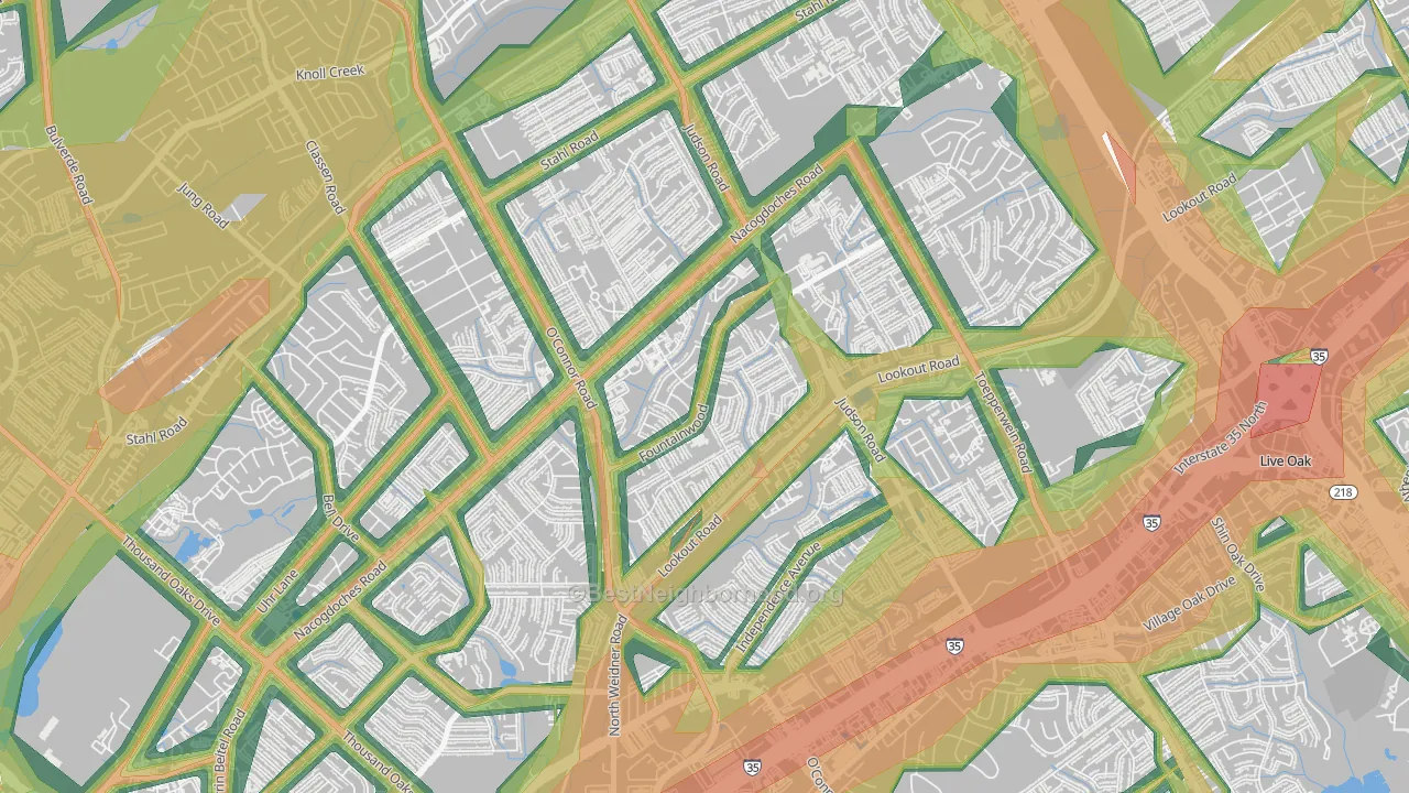 Woodstone, San Antonio, TX Map of Noise Levels in Woodstone