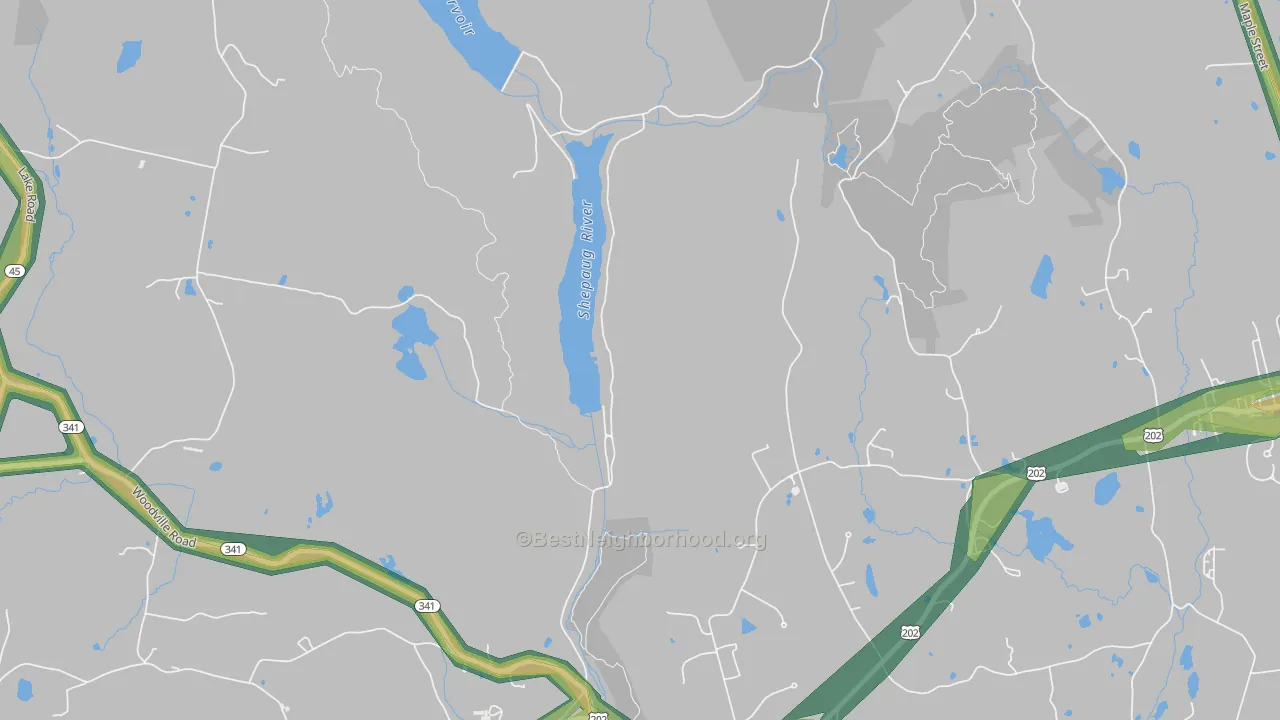 Woodville, CT Map of Noise Levels in Woodville