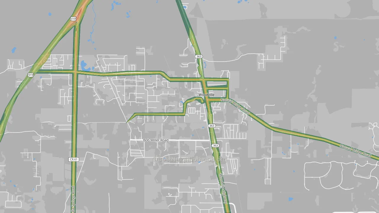 Woodville, FL Map of Noise Levels in Woodville