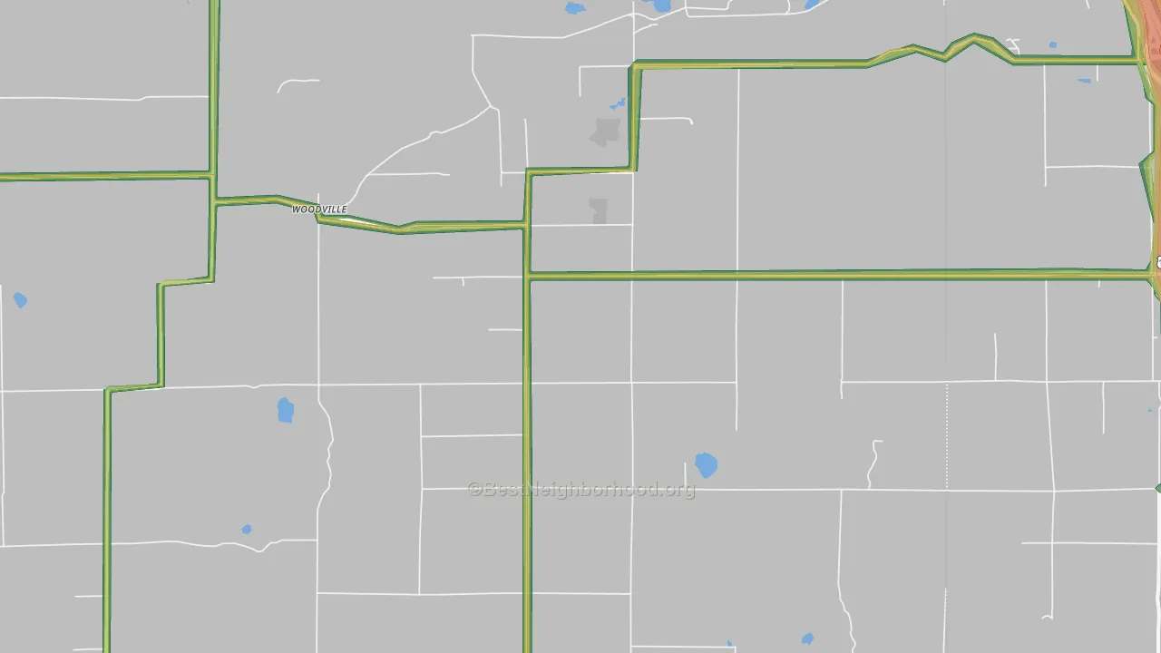 Woodville, MI Map of Noise Levels in Woodville