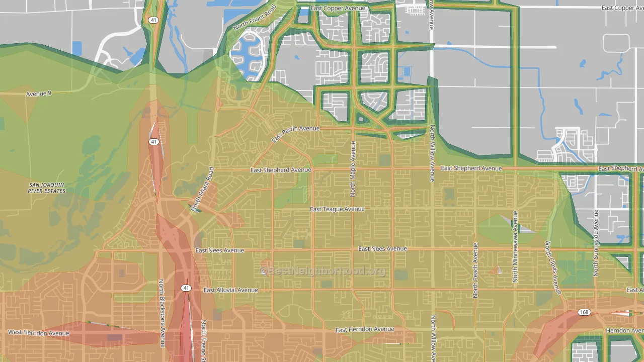 Woodward Park, Fresno, CA Map of Noise Levels in Woodward Park