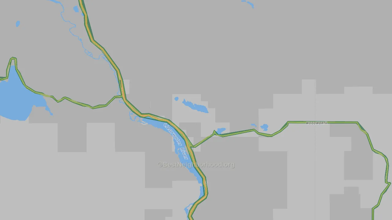 Woodworth, MT Map of Noise Levels in Woodworth