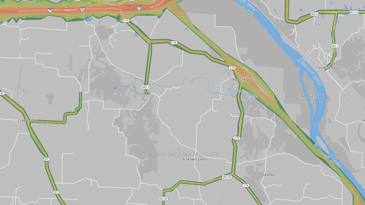 Wooldridge, MO Map of Noise Levels in Wooldridge