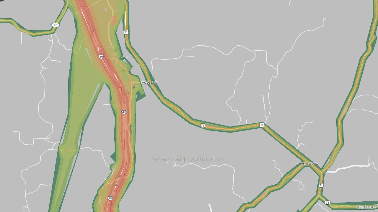Woolsey, AR Map of Noise Levels in Woolsey
