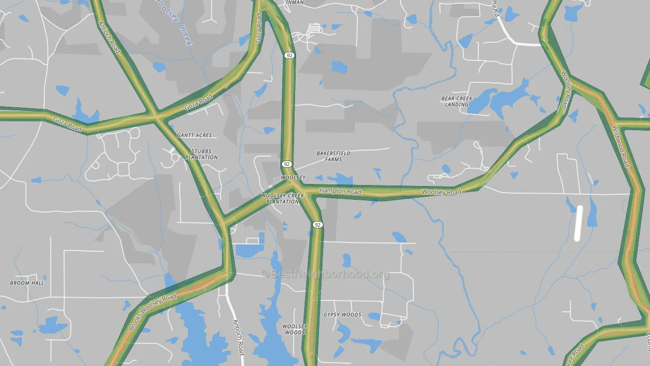Woolsey, GA Map of Noise Levels in Woolsey