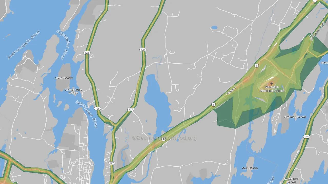 Woolwich, ME Map of Noise Levels in Woolwich