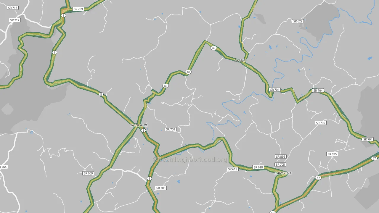 Woolwine, VA Map of Noise Levels in Woolwine