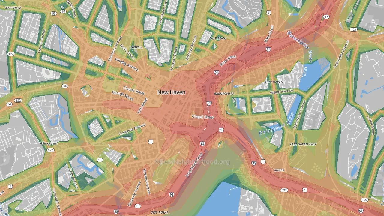 Wooster Square, New Haven, CT Map of Noise Levels in Wooster Square
