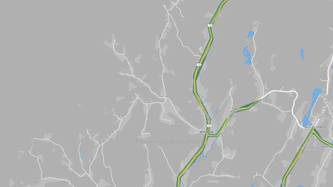 Worcester, VT Map of Noise Levels in Worcester