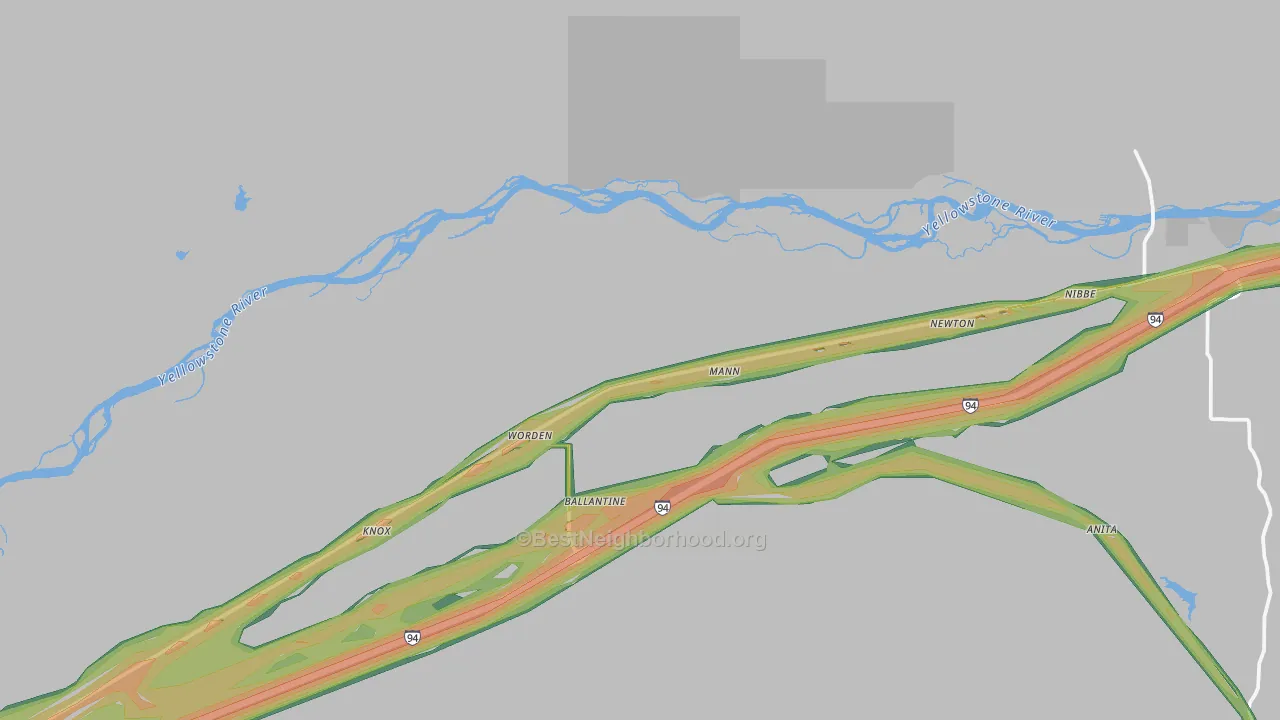 Worden, MT Map of Noise Levels in Worden