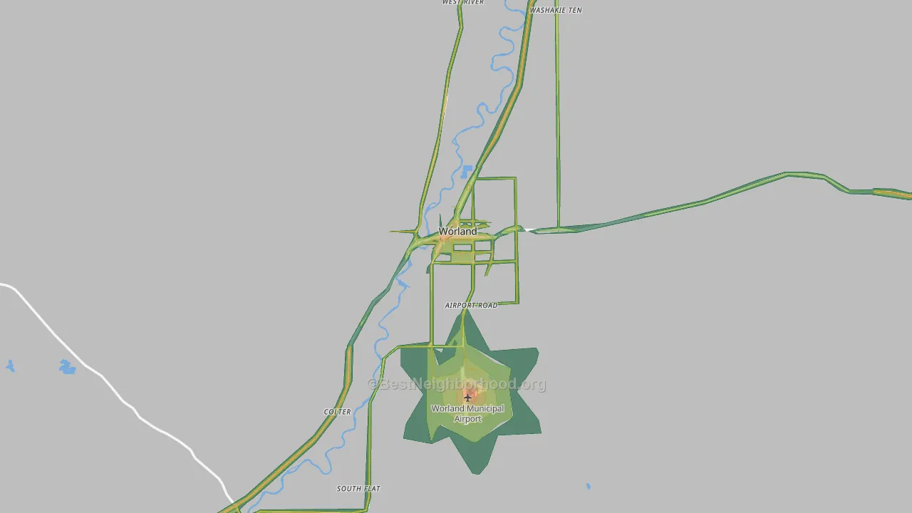 Worland, WY Map of Noise Levels in Worland
