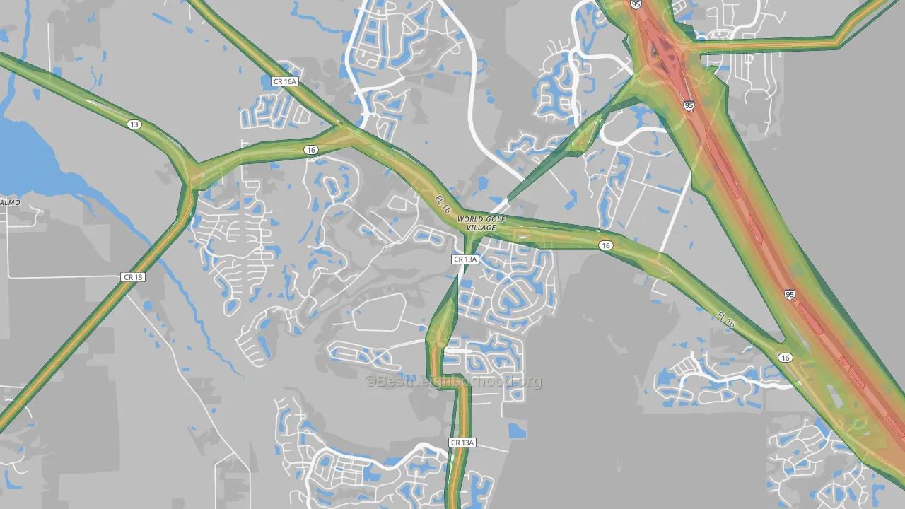 World Golf Village, FL Map of Noise Levels in World Golf Village
