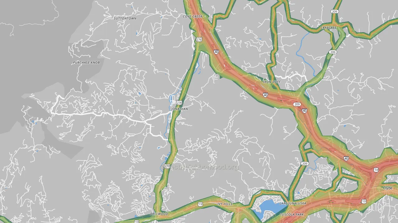 Worley, NC Map of Noise Levels in Worley
