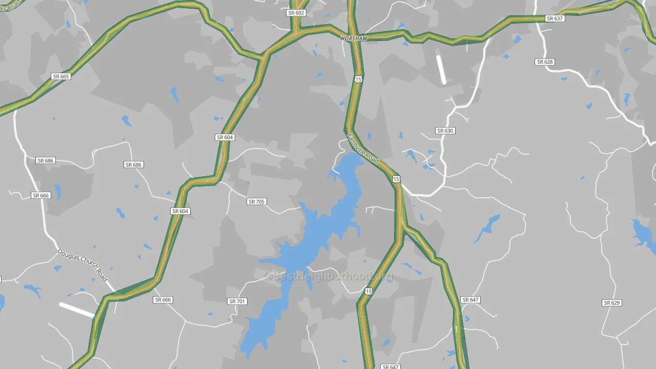 Worsham, VA Map of Noise Levels in Worsham