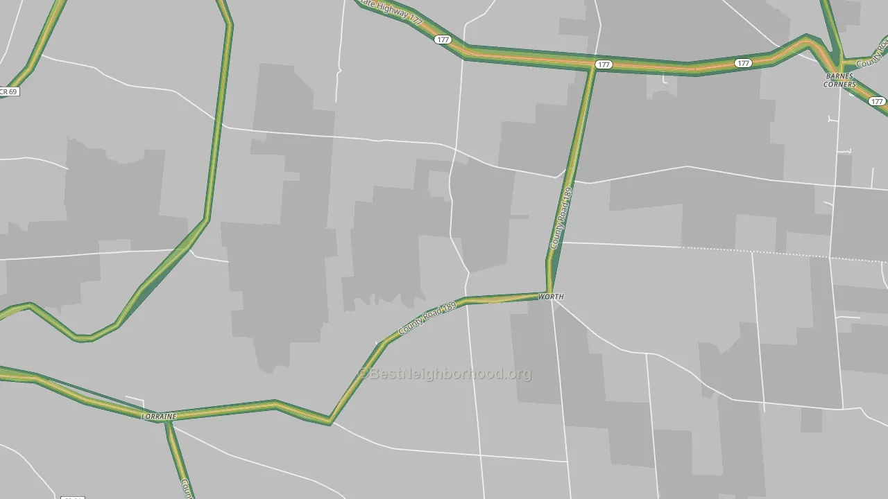 Worth, NY Map of Noise Levels in Worth