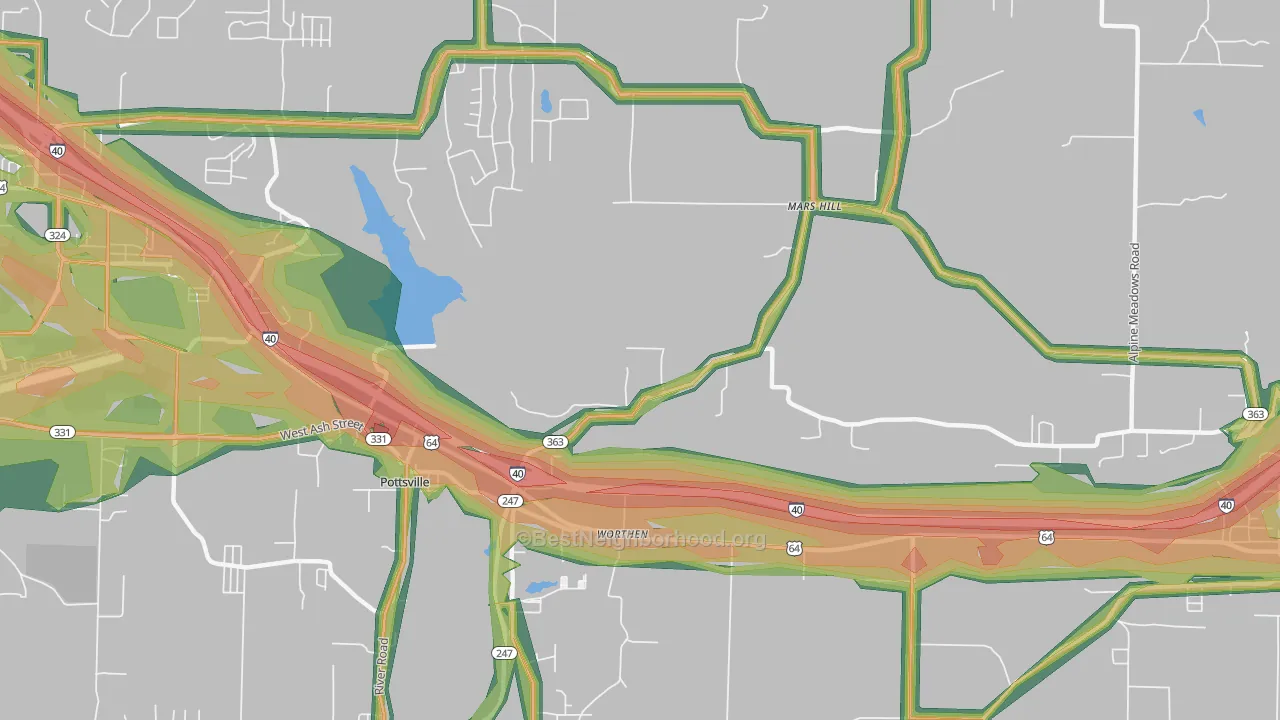 Worthen, AR Map of Noise Levels in Worthen