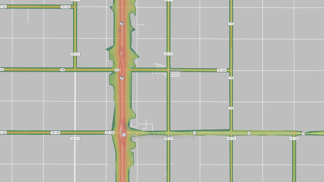 Worthing, SD Map of Noise Levels in Worthing