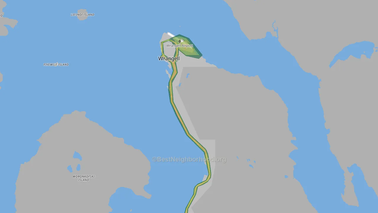 Wrangell, AK Map of Noise Levels in Wrangell