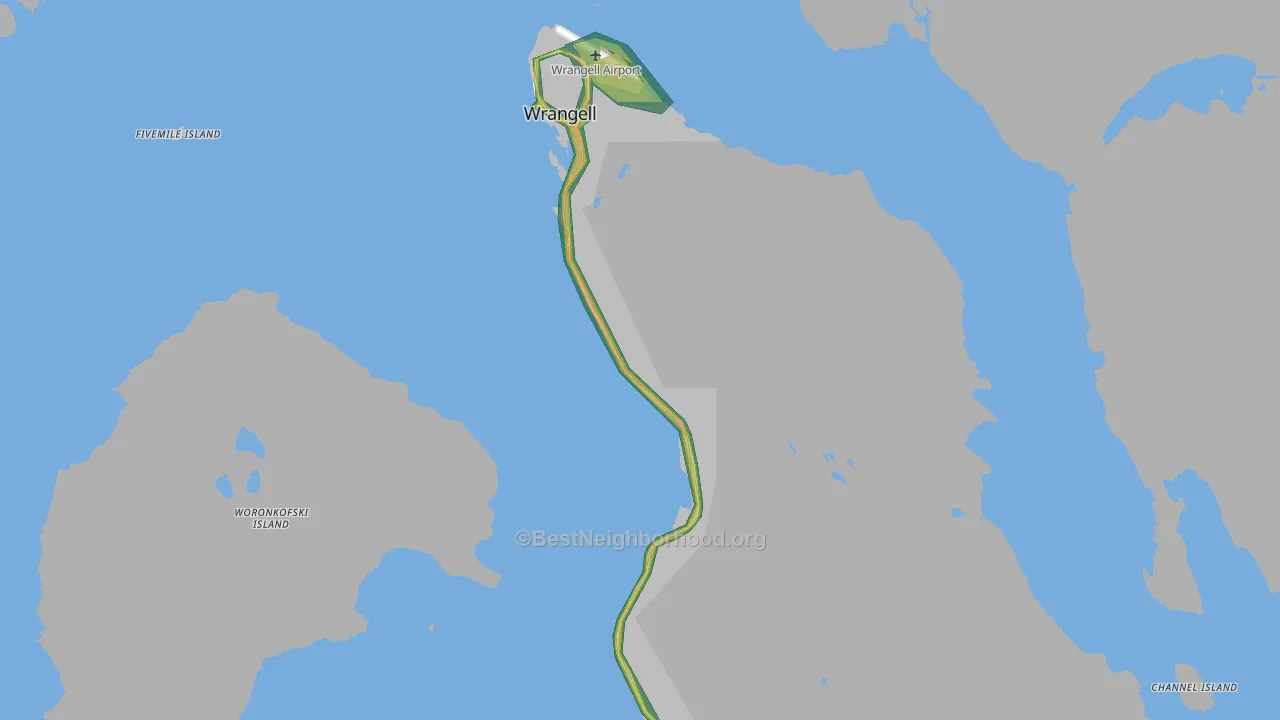 Wrangell City and Borough, AK Map of Noise Levels in Wrangell City and Borough